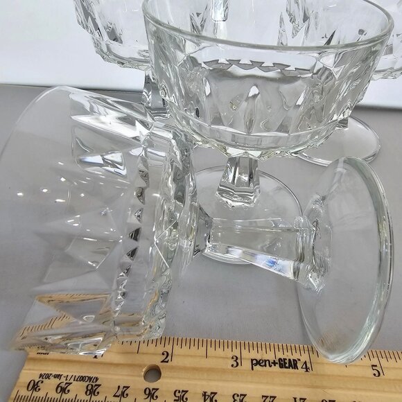 4 Arcoroc Artic Champagne Coupe Glasses 4" France wedge cut glass cubism cubist - Picture 4 of 5